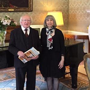 Lucy McDiarmid with Michael D. Higgins, president of Ireland