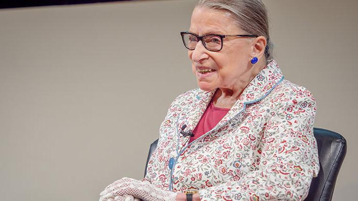 Ruth Bader Ginsburg spending day on campus.