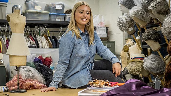 Cheyenne Pellicoro interned with the costume design team of Hamilton; Abigail Martin works backstage on Girl from the North Country at the Public Theater in New York City.