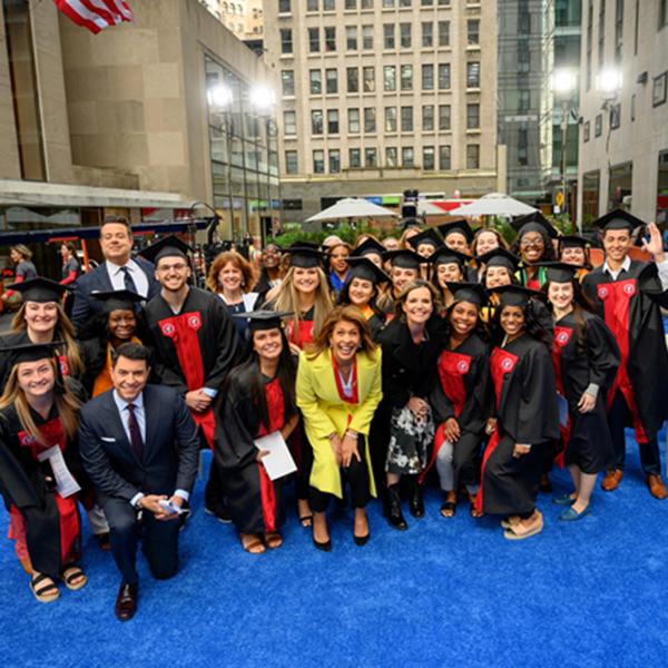 Nursing graduates, faculty and President Koppell with the hosts of the Today Show