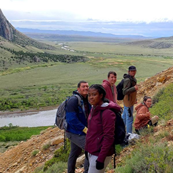 group of students in Clarks Fork Canyon, Wyoming