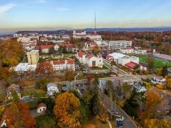 Aerial photograph of Montclair State University in the fall.