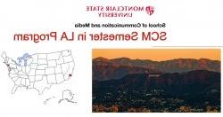 洛杉矶天际线和美国地图的图片.S.在新泽西和加利福尼亚有红星的A.