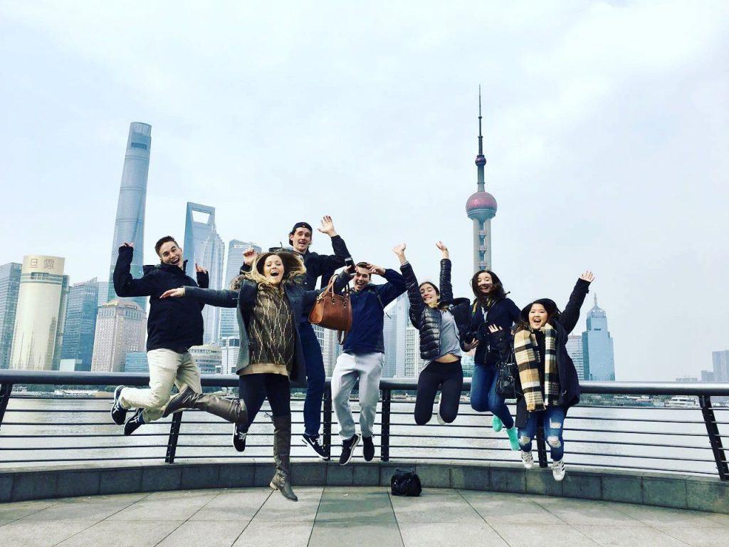 Students jumping in Shanghai